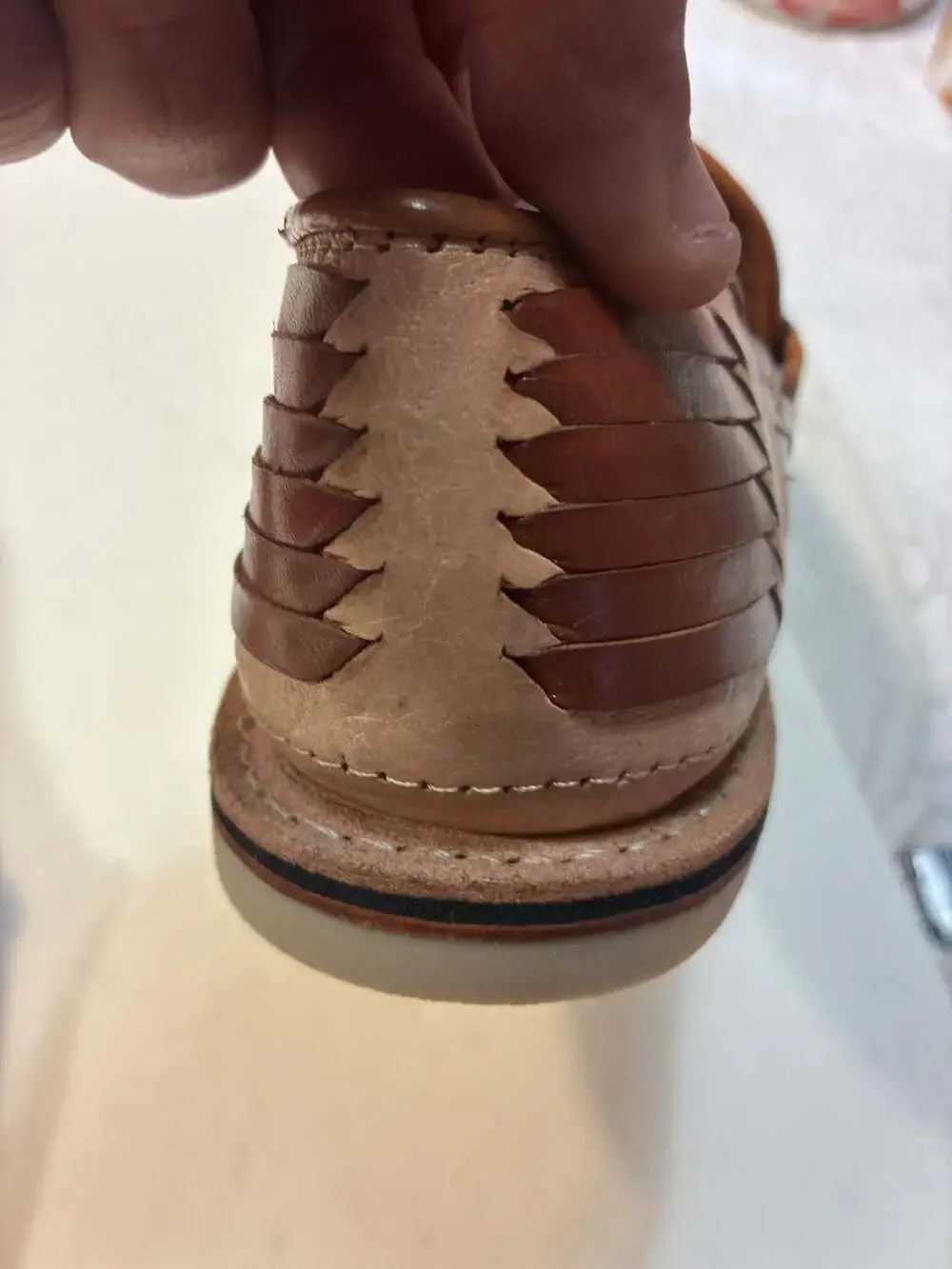 Artesania JAN Two-Tone Woven Leather Huarache Sandals